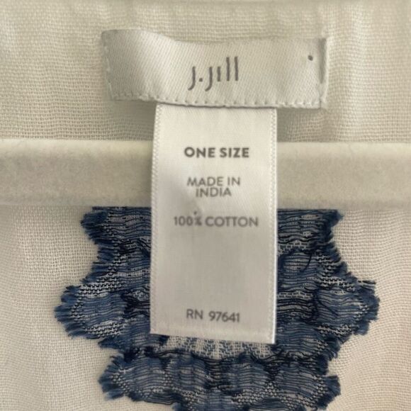 J. Jill Ocean Breeze Botanical Embroidered Poncho Top Kimono Women’s One Size - Picture 4 of 7